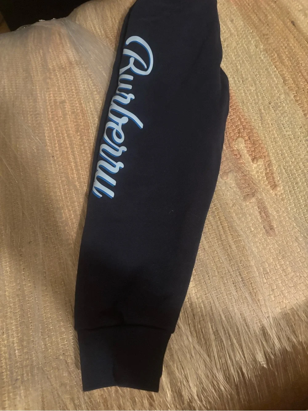 Burberry Black Crewneck with Light Blue and White Script - Kids Matching Set